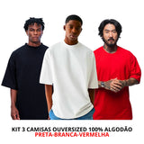 Kit 3 Camisetas Masculina Oversized Básica 100% Algodão Premium Alta Qualidade