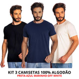 Kit 3 Camisas Masculina Lisa Algodão Premium