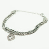 Pulseira Cravejada com pingente Coração