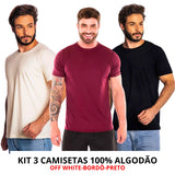 Kit 3 Camisas Masculina Lisa Algodão Premium