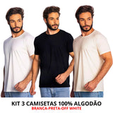 Kit 3 Camisas Masculina Lisa Algodão Premium