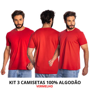 Kit 3 Camisas Masculina Lisa Algodão Premium