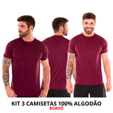 Kit 3 Camisas Masculina Lisa Algodão Premium