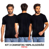 Kit 3 Camisas Masculina Lisa Algodão Premium