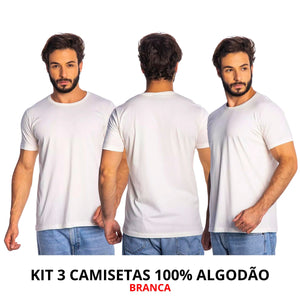 Kit 3 Camisas Masculina Lisa Algodão Premium